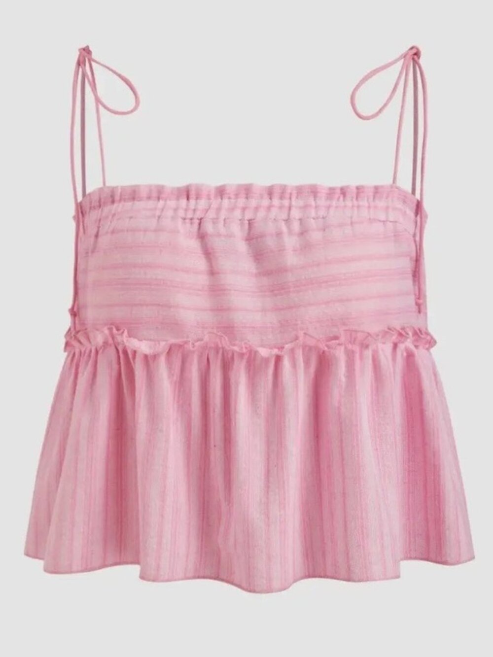 Cider Pink Ruffle Tiered Babydoll Tank Coquette Tie Strap